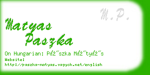 matyas paszka business card